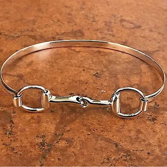 Sterling Silver HorseBit Bracelet Snaffle D Ring Bangle - Picture 11 of 11